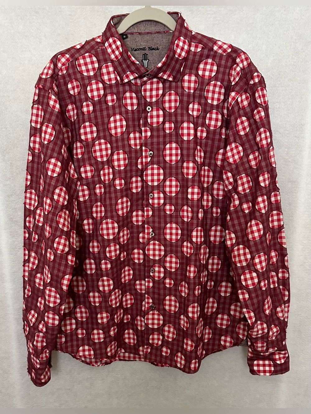 Visconti Black Red Plaid Button Down Shirt